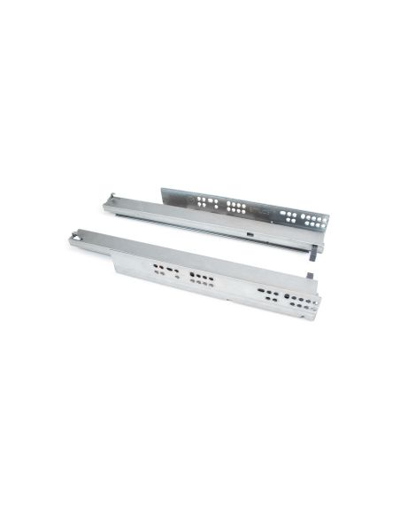 Emuca Set di guide per cassetti a scomparsa Silver, estrazione totale, push, profondità 300 mm, Acciaio, Zincato bianco