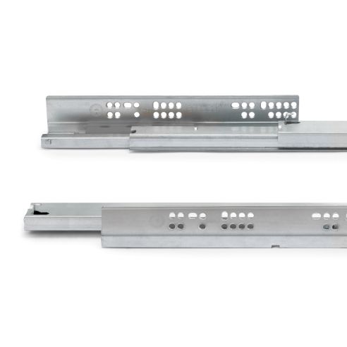 Emuca Set di guide per cassetti a scomparsa Silver, estrazione totale, push, profondità 300 mm, Acciaio, Zincato bianco