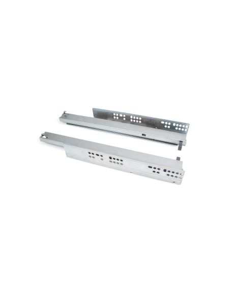 Emuca Set di guide per cassetti a scomparsa Silver, estrazione totale, push, profondità 350 mm, Acciaio, Zincato bianco