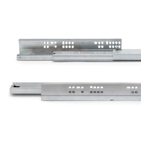 Emuca Set di guide per cassetti a scomparsa Silver, estrazione totale, push, profondità 350 mm, Acciaio, Zincato bianco