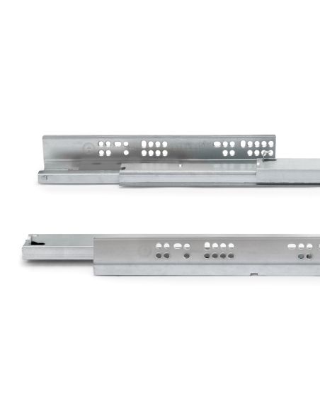 Emuca Set di guide per cassetti a scomparsa Silver, estrazione totale, push, profondità 350 mm, Acciaio, Zincato bianco