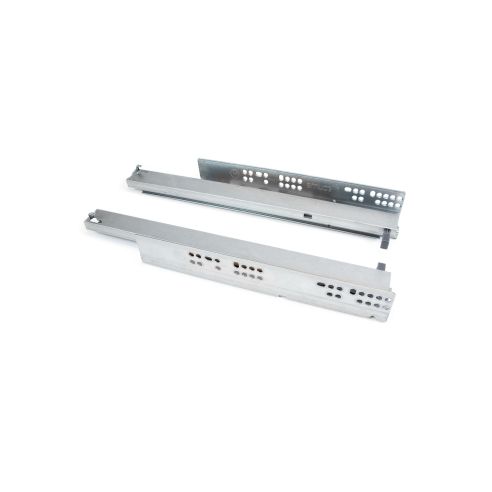 Emuca Set di guide per cassetti a scomparsa Silver, estrazione totale, push, profondità 400 mm, Acciaio, Zincato bianco
