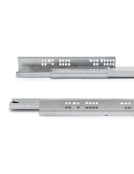 Emuca Set di guide per cassetti a scomparsa Silver, estrazione totale, push, profondità 400 mm, Acciaio, Zincato bianco