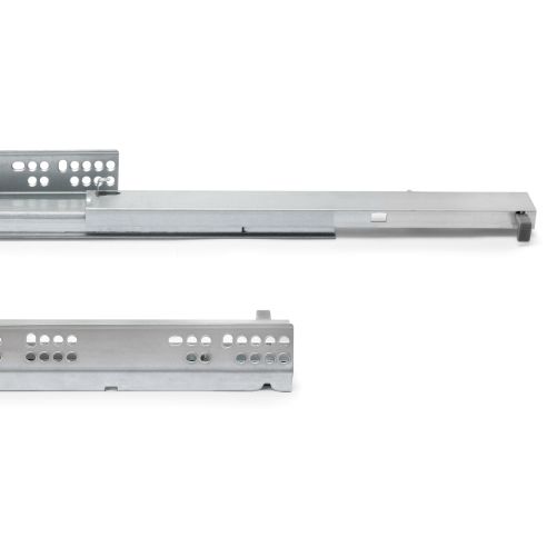 Emuca Set di guide per cassetti a scomparsa Silver, estrazione totale, push, profondità 450 mm, Acciaio, Zincato bianco