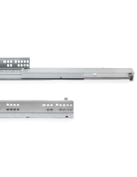 Emuca Set di guide per cassetti a scomparsa Silver, estrazione totale, push, profondità 450 mm, Acciaio, Zincato bianco