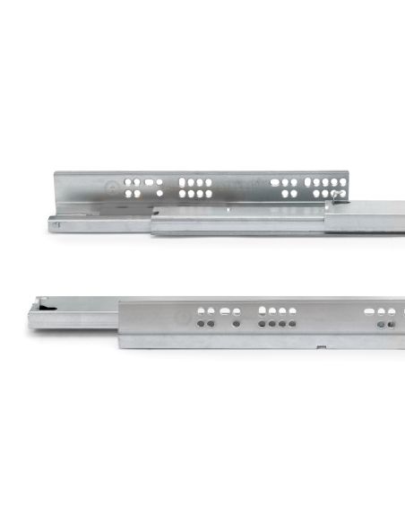 Emuca Set di guide per cassetti a scomparsa Silver, estrazione totale, push, profondità 450 mm, Acciaio, Zincato bianco