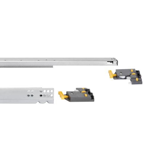 Emuca Set di guide per cassetti a scomparsa Silver, estrazione totale, con chiusura soft e aggancio, profondità 490 mm, Acciaio,