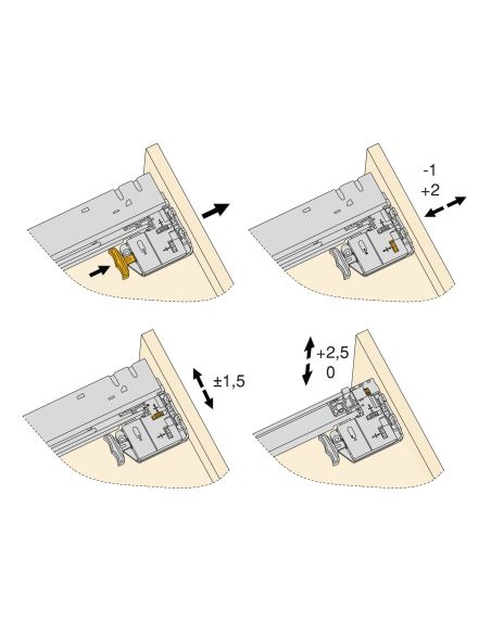 Emuca Set di guide per cassetti a scomparsa Silver, estrazione totale, con chiusura soft e aggancio, profondità 490 mm, Acciaio,