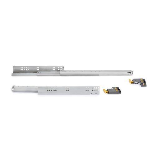 Emuca Lotto di 10 set di guide a scomparsa Silver, estrazione totale, con chiusura soft e aggancio, profondità 440 mm, Acciaio, 