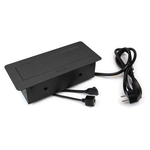 Emuca Multiconnettore Atom 26, 225x111mm, 2 prese Schuko, 1 USB Tipo A, 1 USB Tipo C, 1 RJ45, 1 HDMI, Zama-Acciaio-Plastica