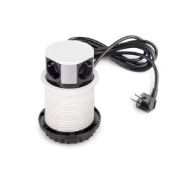 Emuca Multiconnettore Vertikal Push diametro 100mm, 3 spine di tipo Schuko, 1 USB tipo A, 1 USB tipo C, Acciaio e Tecnoplastica