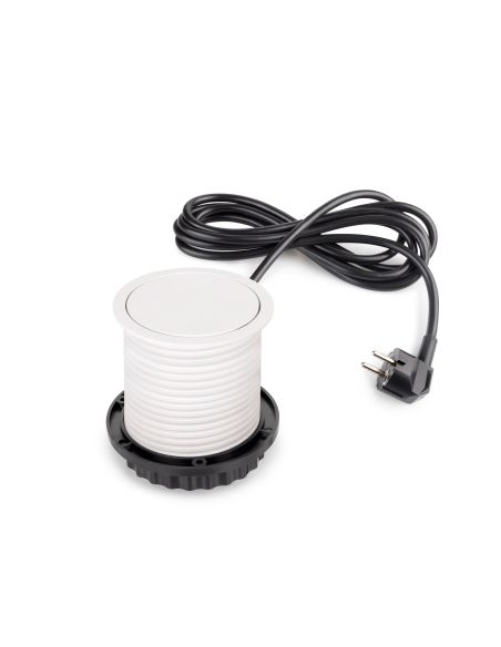 Emuca Multiconnettore Vertikal Push diametro 100mm, 3 spine di tipo Schuko, 1 USB tipo A, 1 USB tipo C, Acciaio e Tecnoplastica