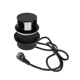 Emuca Multiconnettore Vertikal Push diametro 100mm, 3 spine di tipo Schuko, 1 USB tipo A, 1 USB tipo C, Acciaio e Tecnoplastica