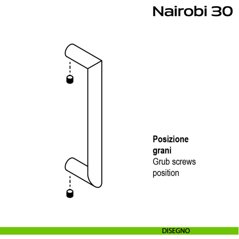 Maniglione acciaio per porta diametro 30 mm Nairobi 30 Reguitti Inox DISEGNO