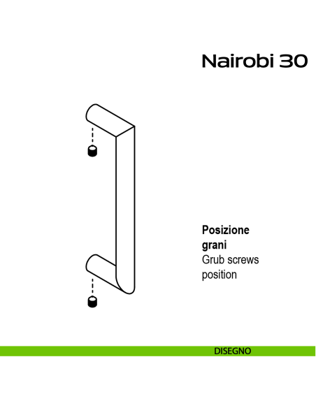 Maniglione acciaio per porta diametro 30 mm Nairobi 30 Reguitti Inox DISEGNO