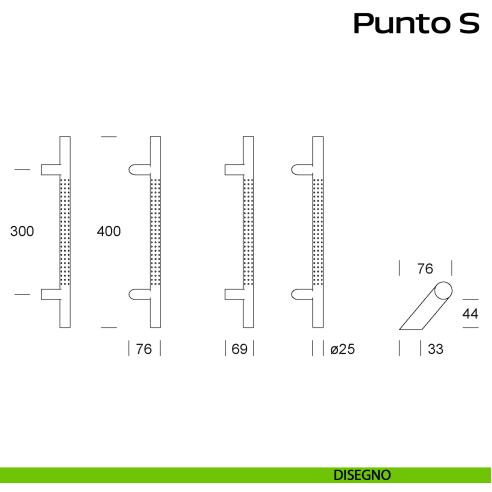 Maniglione in acciaio per porta spostato Punto S Reguitti Inox disegno