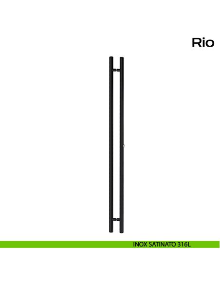 Maniglione accoppiato con cilindro e serratura Rio Reguitti Inox - nero opaco RAL 9005