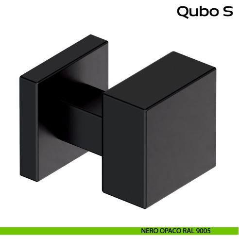 Pomolo fisso zancato 50x50 in acciaio per porta Qubo S Reguitti Inox - nero opaco RAL 9005