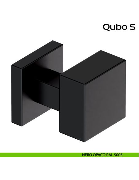 Pomolo fisso zancato 50x50 in acciaio per porta Qubo S Reguitti Inox - nero opaco RAL 9005