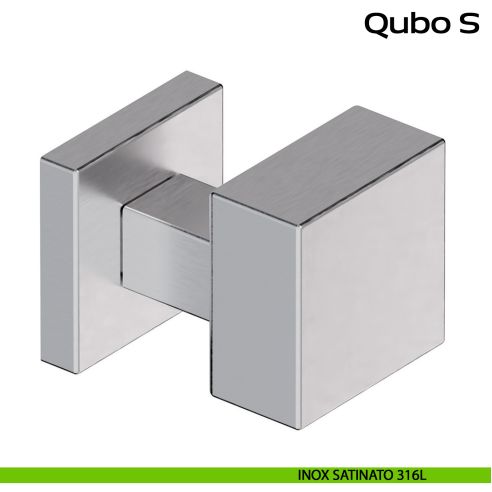 Pomolo fisso zancato 50x50 in acciaio per porta Qubo S Reguitti Inox - inox satinato 316L