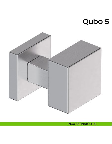 Pomolo fisso zancato 50x50 in acciaio per porta Qubo S Reguitti Inox - inox satinato 316L
