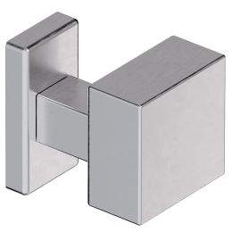 Pomolo fisso spostato in acciaio per porta Qubo S Reguitti Inox rosetta rettangolare