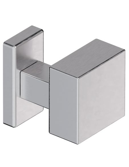 Pomolo fisso spostato in acciaio per porta Qubo S Reguitti Inox rosetta rettangolare