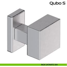 Pomolo fisso spostato in acciaio per porta Qubo S Reguitti Inox rosetta rettangolare 2