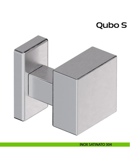 Pomolo fisso spostato in acciaio per porta Qubo S Reguitti Inox rosetta rettangolare - inox satinato 304