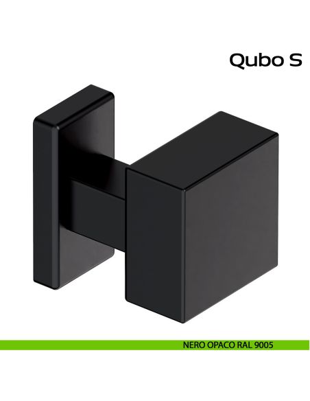 Pomolo fisso spostato in acciaio per porta Qubo S Reguitti Inox rosetta rettangolare - nero opaco RAL 9005