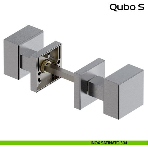 Pomolo girevole spostato in acciaio per porta Qubo S Reguitti Inox - inox satinato 304
