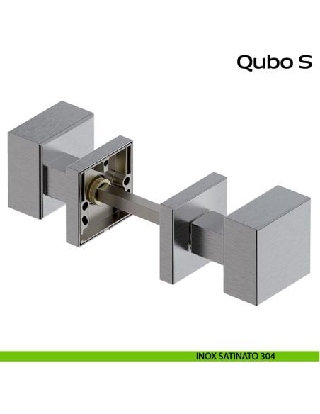 Pomolo girevole spostato in acciaio per porta Qubo S Reguitti Inox - inox satinato 304