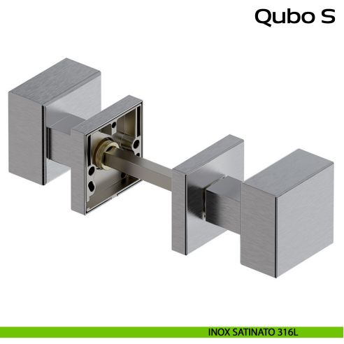 Pomolo girevole spostato in acciaio per porta Qubo S Reguitti Inox - inox satinato 316L