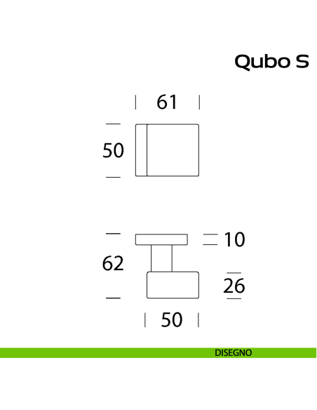 Pomolo girevole spostato in acciaio per porta Qubo S Reguitti Inox - DISEGNO