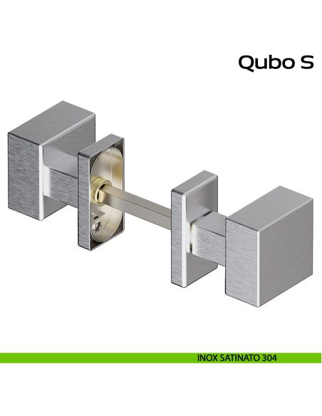 Pomolo girevole zancato in acciaio per porta Qubo S Reguitti Inox - inox satinato 304