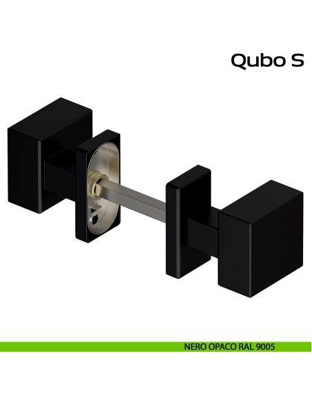 Pomolo girevole zancato in acciaio per porta Qubo S Reguitti Inox - nero opaco RAL 9005