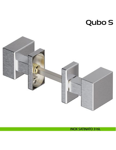 Pomolo girevole zancato in acciaio per porta Qubo S Reguitti Inox - inox satinato 316L