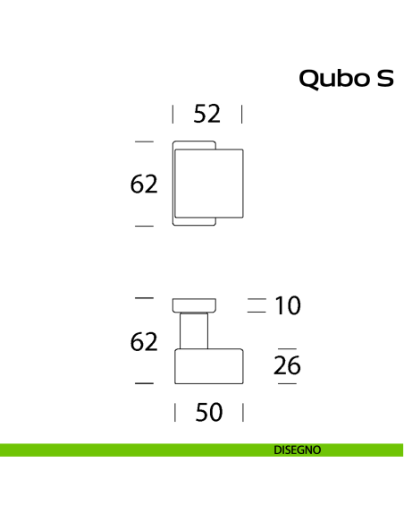 Pomolo girevole zancato in acciaio per porta Qubo S Reguitti Inox - disegno