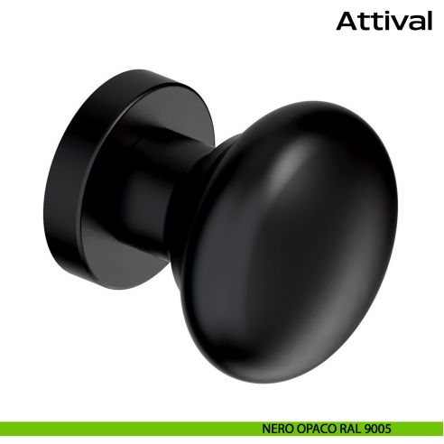 Pomolo fisso in acciaio per porta Attival Reguitti Inox - nero opaco RAL 9005