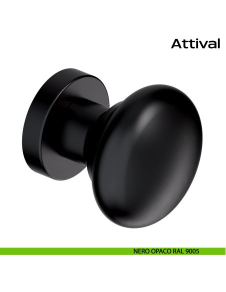 Pomolo fisso in acciaio per porta Attival Reguitti Inox - nero opaco RAL 9005