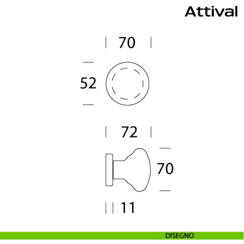 Pomolo fisso in acciaio per porta Attival Reguitti Inox disegno