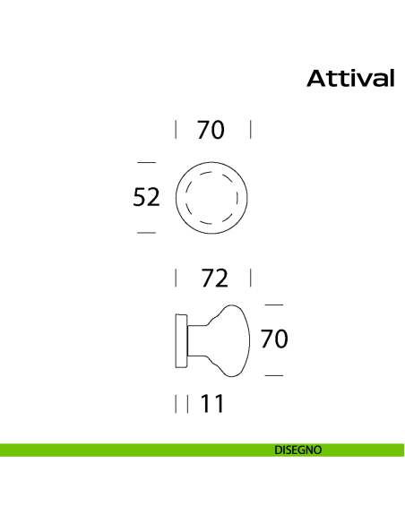 Pomolo fisso in acciaio per porta Attival Reguitti Inox disegno