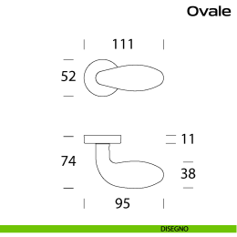 Pomolo fisso in acciaio per porta Ovale Reguitti Inox 2