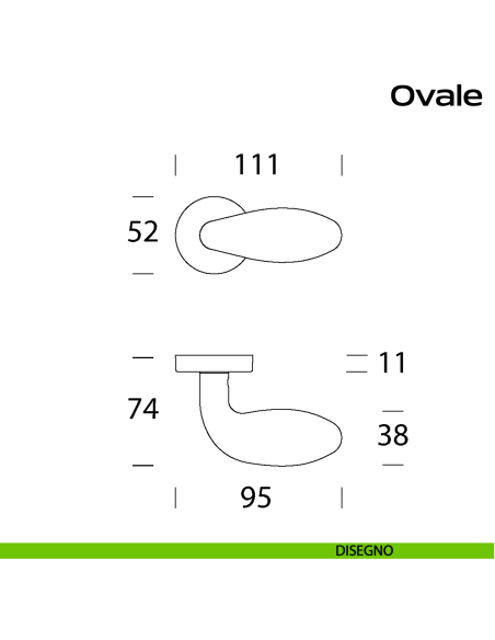 Pomolo fisso in acciaio per porta Ovale Reguitti Inox disegno