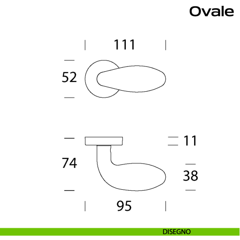 Pomolo girevole in acciaio per porta Ovale Reguitti Inox DISEGNO