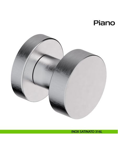 Pomolo fisso in acciaio per porta Piano Reguitti Inox - inox satinato 316L