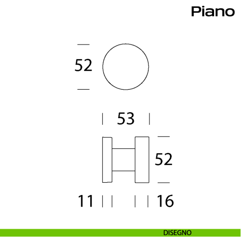 Pomolo fisso in acciaio per porta Piano Reguitti Inox disegno