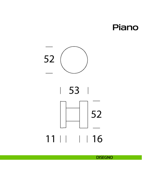Pomolo fisso in acciaio per porta Piano Reguitti Inox disegno