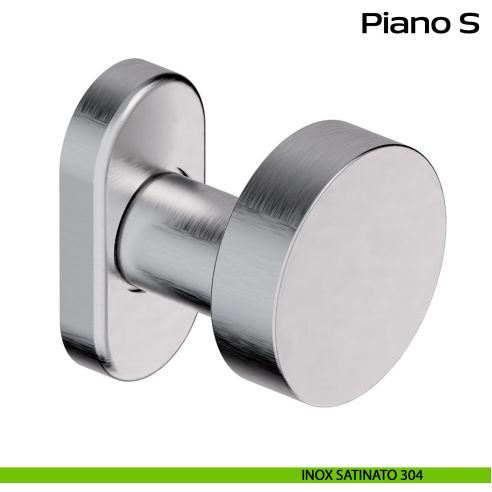 Pomolo fisso in acciaio per porta Piano S Reguitti Inox rosetta ovale - inox satinato 304