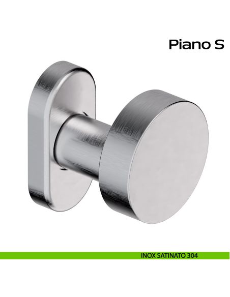 Pomolo fisso in acciaio per porta Piano S Reguitti Inox rosetta ovale - inox satinato 304